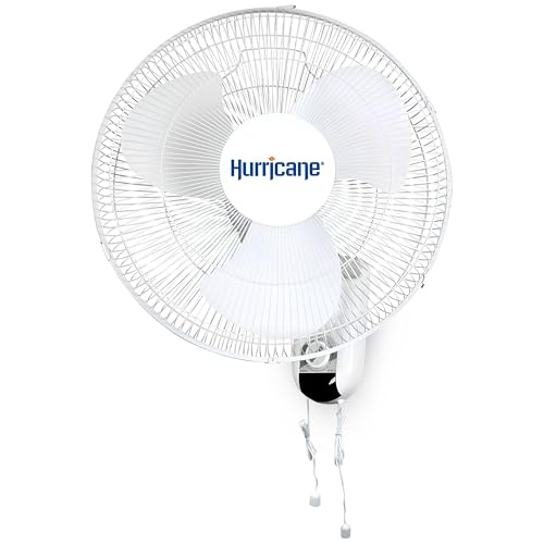 Hurricane Classic Wall Mount Oscillating Fan 16in, 3 Speeds, White