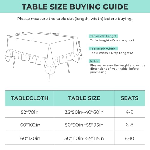 PartyDelight Sage Green Gingham Tablecloth with Ruffle 52x70 Inch Rectangular Farmhouse Decor
