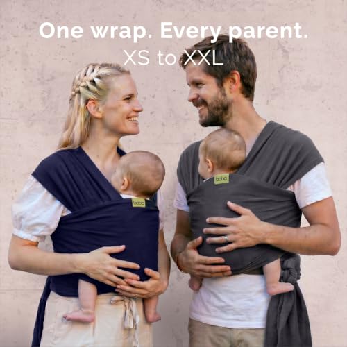 Boba Baby Wrap Carrier - Stretch Cotton Newborn Sling Navy Blue - Adjustable & Hip-Healthy