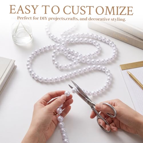 Riceshoot 19.7ft White Pearl Garland 14mm Faux Pearl String