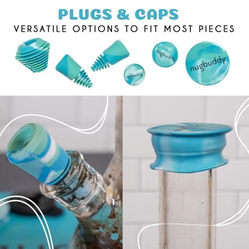 Nugbuddy Glass Cleaning Kit Blue Green Reusable Silicone Accessories Complete Set