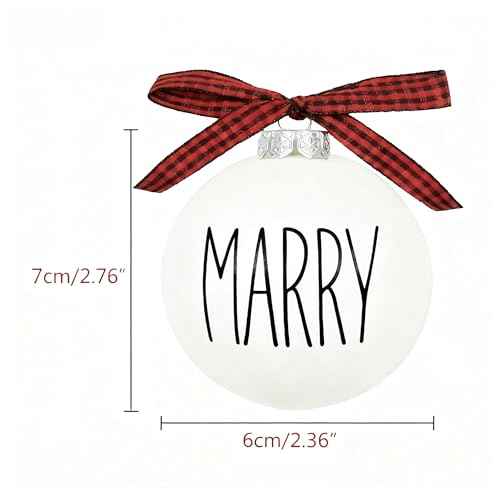 Christmas Decoration, 2.4 Inch 12PCS Farmhouse White Christmas Ornament with Buffalo Plaid Bows, Christmas Tree Decor, Set