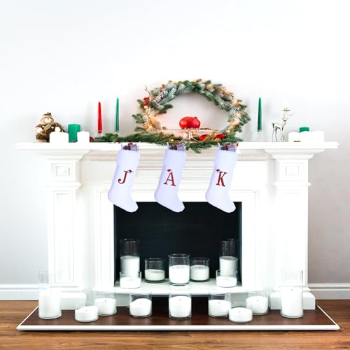 Sailup 20 Inch Monogram Christmas Stocking with Letter O - White Velvet & Plush Cuff