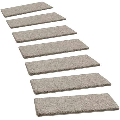 PURE ERA Cream Gray 8x30 Inch Carpet Stair Treads 14 Pcs Non-Slip Home Decor