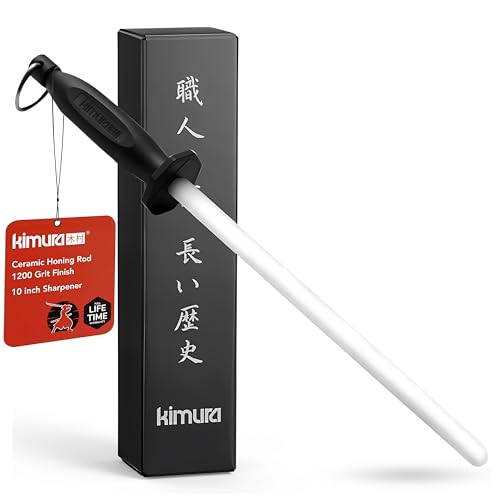 Ceramic Honing Rod - 10 Inch Honing Steel with Ergonomic Handle - Ideal for All Chef Knives - Japanese Gift Box - Variation of THIS listing