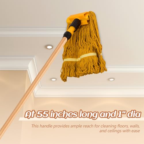 10 Pack 55 Inch Lacquered Wooden Broom Handles with Threaded Tips - Bulk Set