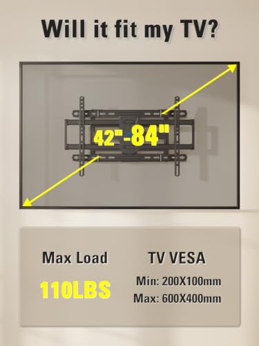 42-84 Inch TV Wall Mount Full Motion Mounting Bracket - Universal Fit