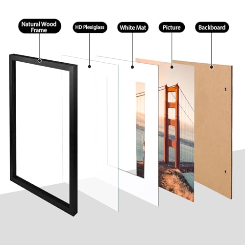KINKINK A1 Black Solid Wood Picture Frame 23.4 x 33.1 in - Pack of 2