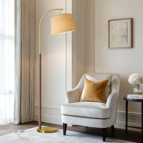 Chestnut 62.5-inch Wooden Floor Lamp with Foot Switch for Living Room
