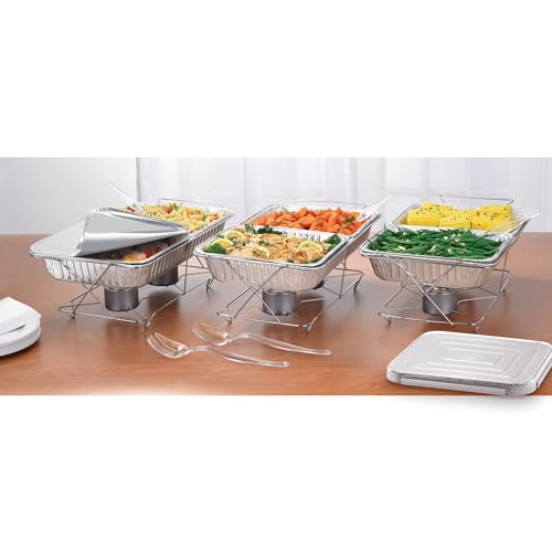 Chafing Dish Buffet Set Disposable 30 Piece Party Serving Kit Includes Chafing Kits with Lids and Serving Utensils for All Types of Parties and Events | Disposable Party Set