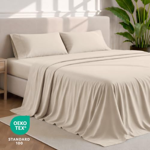 Bare Home Queen Bed Sheet Set 1800 Ultra-Soft Sand - Fits Mattresses 6-15"