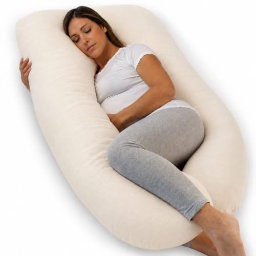 Organic Cotton Pregnancy Body Pillow U-Shape Support for Side Sleeping