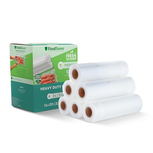 FoodSaver Heavy-Duty Vacuum Seal 8 x 20' Roll, 6-Pack, Ideal for Food