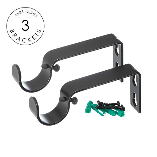Ivilon Square Design Telescoping Curtain Rod 48-86 Inches Black - Easy Install