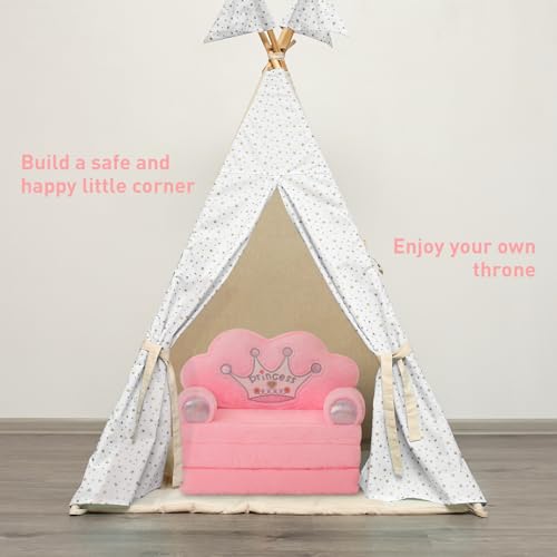 Kids Foldable Toddler Chair with Princess Couch Design - Pink Variation