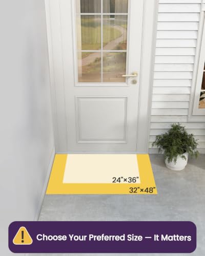 DEXI Welcome Grey Front Door Mat 32x48 Rubber Entry Doormat - All-Weather Non-Slip