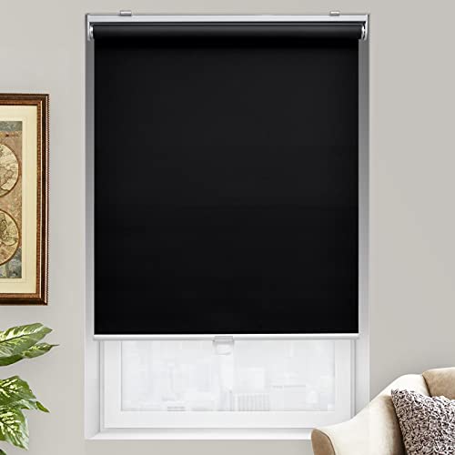 AOSKY Blackout Cordless Roller Shade for Indoor Windows - 46W x 72H, Black
