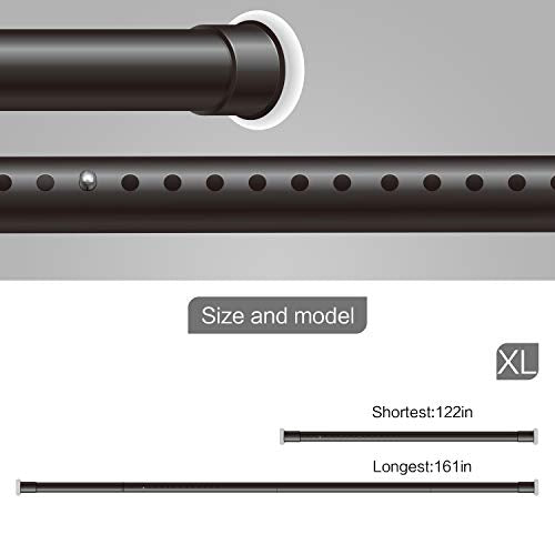 Vailge Adjustable Room Divider Tension Rods 122-150 Inch Black No Drilling