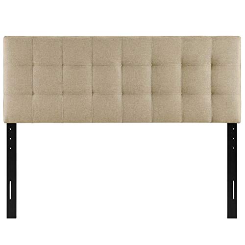 Queen Linen Tufted Upholstered Headboard - Beige, Adjustable Height