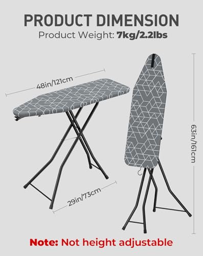 Gray 14 x 43 Inch 2-in-1 Ironing and Steaming Board - Adjustable & Wide Surface
