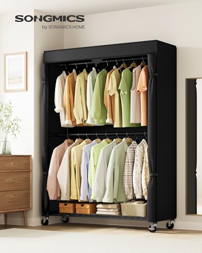 Heavy-Duty Clothes Rack with Fabric Cover - Portable Garment Organizer, 43.3 W