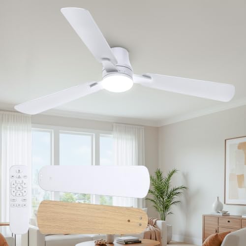 White 52-Inch Ceiling Fan with Lights & Remote - Easy Assembly, Reversible Blades