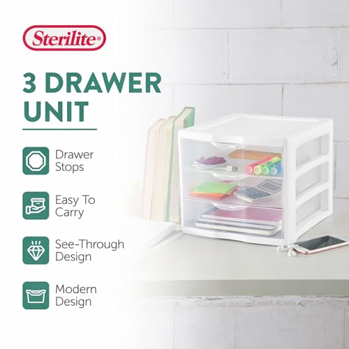 Sterilite 6-Pack Small Clearview Plastic Drawer Organizers for Desk, Office, Home