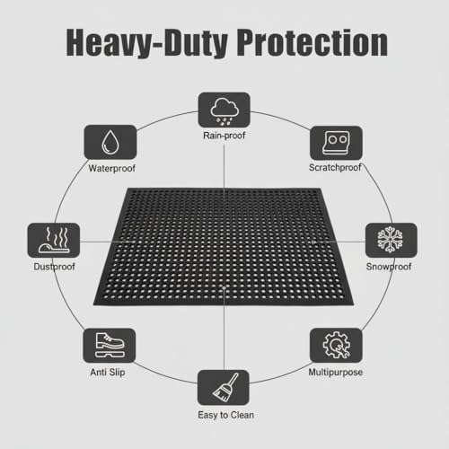 Outdoor Rubber Floor Mat 60x35 Inches - Heavy Duty Non-Slip Entrance Mat