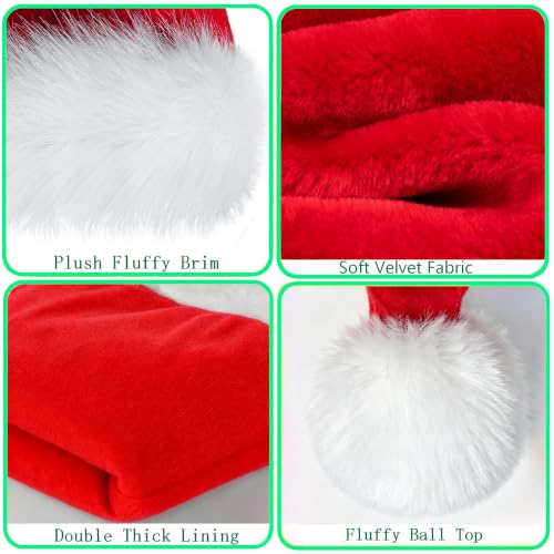 BSVI Double Santa Hat - Red Velvet Christmas Hat for Adults, Kids & Babies (One Size)