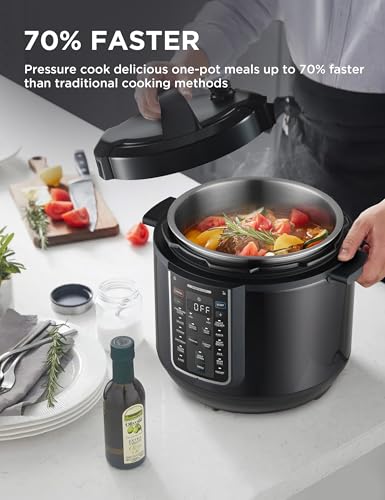12-in-1 Electric Pressure Cooker 8 Quarts Stainless Steel Inner Pot - Black