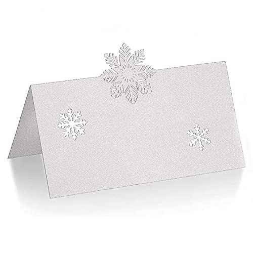 48 Pcs Snowflake Table Cards Christmas Party Place Cards Wedding Seating Cards Tabletop Name Tags Table Setting Cards Food Buffet Labels