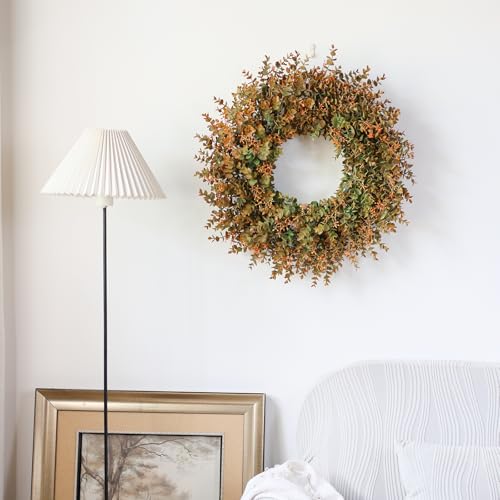 26-Inch Artificial Eucalyptus Wreath with Seed for Front Door Fall Decor - Variation of THIS listing