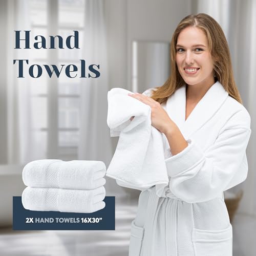 White Classic Luxury 8-Piece Turkish Cotton Bath Towel Set - White, Hotel Collection