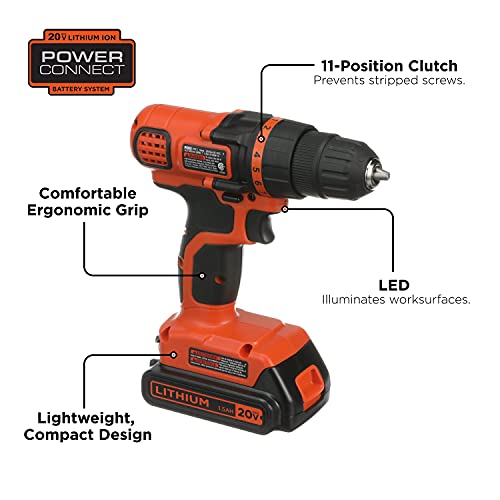 20V Cordless Drill Kit with 68-Piece Tool Set and Storage Bag - Home Projects