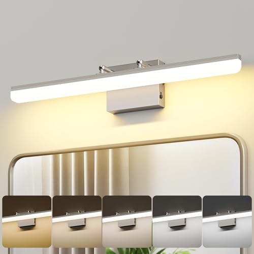 Brushed Nickel 24-Inch Dimmable LED Bathroom Vanity Light Bar - Adjustable Angle
