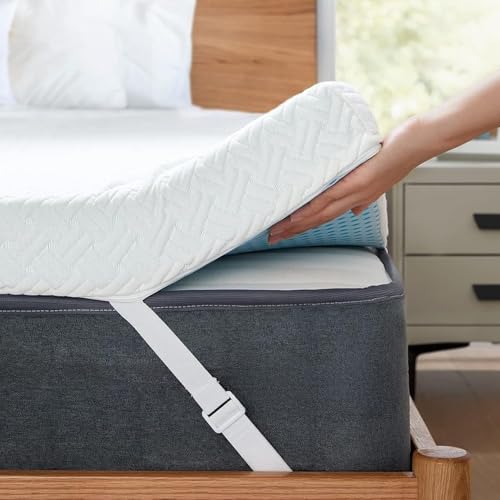 Queen 3 Inch Cooling Mattress Topper with Bamboo Cover - Breathable Gel Foam