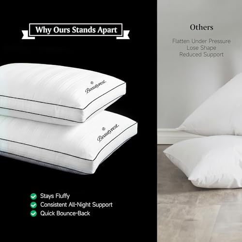 White Queen Size Luxury Hotel Collection Pillows Set of 2 - Soft Medium Support