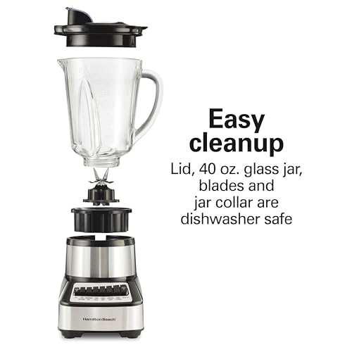 Hamilton Beach Wave Crusher Blender 40oz Stainless Steel Jar - 14 Functions, Ice Sabre Blades, 700W