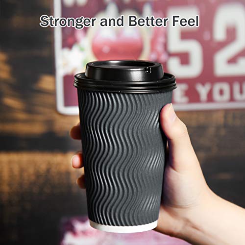Springpack Gray Disposable Coffee Cups with Lids & Straws 16oz - 90 Set