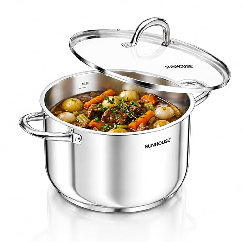 12 Quart Stainless Steel Stock Pot with Lid - Multi-Ply Base, Large Cooking Pot