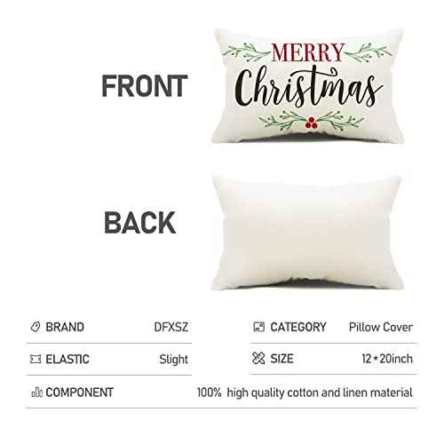 DFXSZ Merry Christmas Pillow Covers Holly Berries Lumbar Pillow Covers Outdoor Pillowcase 12x20 Inch for Home Decoration