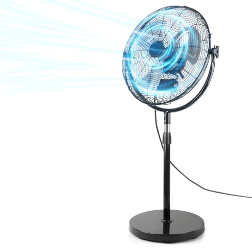 20 Inch Heavy Duty Metal Pedestal Fan - High Velocity Cooling & Adjustable Height