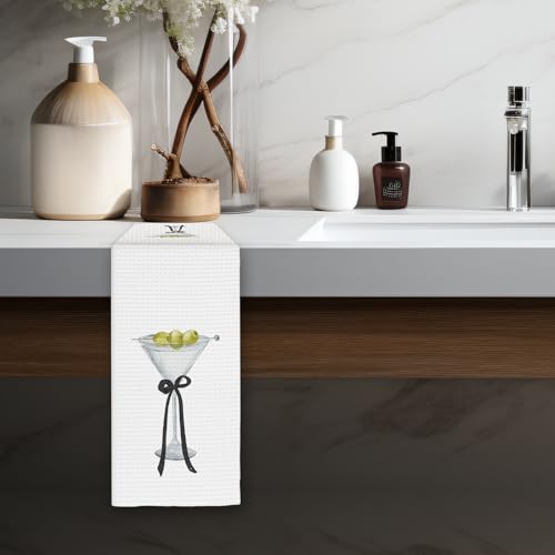 FIicy Black Martini Decor Kitchen Towels Coquette Bow Hand Towels for Bar & Home