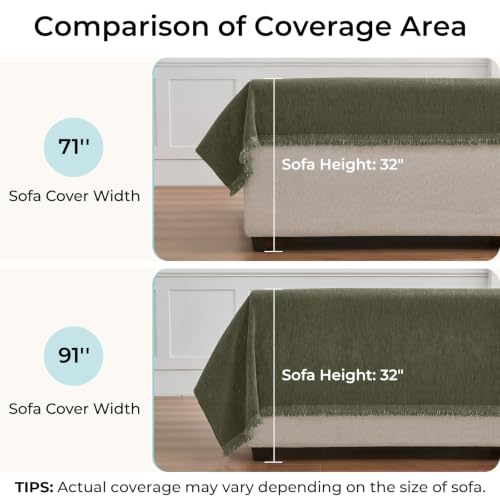 Sectional Couch Cover L Shape XL - Washable Sofa Slipcover in Sage Green