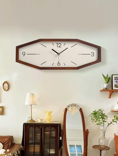 Brown Wooden Retro Wall Clock 18 Inch Square Rectangular Design