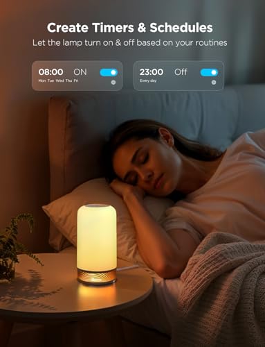 Govee RGBIC Smart Bedside Table Lamp - Small Touch Night Light, Multicolor & Voice Control