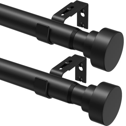Black Heavy Duty Curtain Rods for Windows 28-90 Inch - 2 Pack, Adjustable & Support Up to 33 lbs, Modern Nordic Style