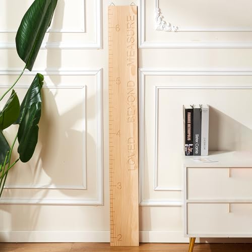 Kids Height Chart Wall Decor - Solid Wood Growth Measurement Board for Nursery