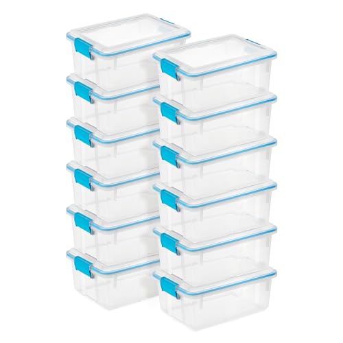 Sterilite Gasket Storage Box with Lids for Home & Office, 12 Quart,