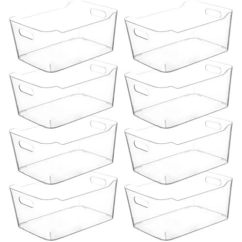 8 Extra Large Plastic Storage Bins for Kitchen Pantry & Home Organization